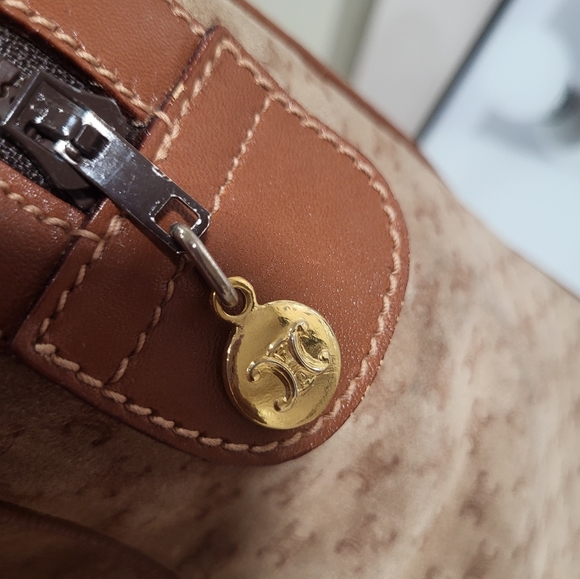 CELINE Suede & Leather Boston Bag - Suede with mini Celine logo exterior - Picture 11 of 14